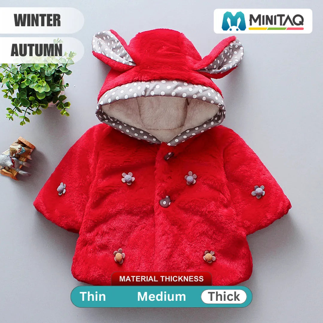 Charming Rosy Red Hooded Baby Girl Winter Coat 2 - Minitaq baby kids clothes dress