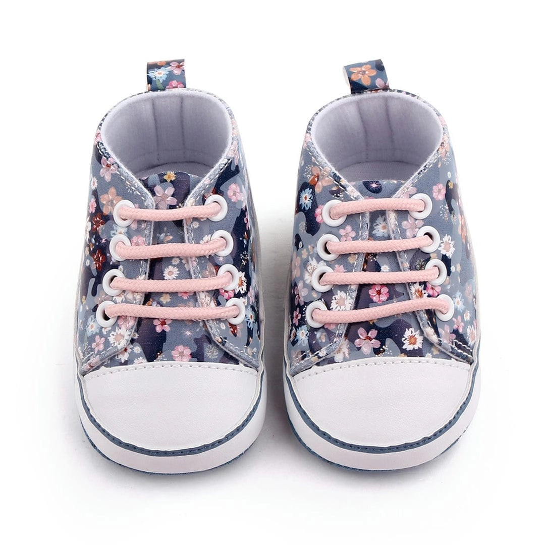 Flower Print Converse Style Baby Girl Shoes 2 - Minitaq baby kids clothes dress