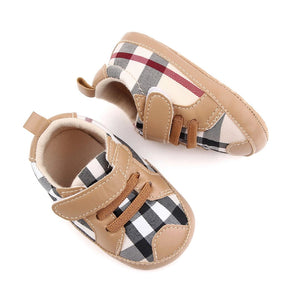 Random Check Pattern Light Brown Baby Shoes 2 - Minitaq baby kids clothes dress