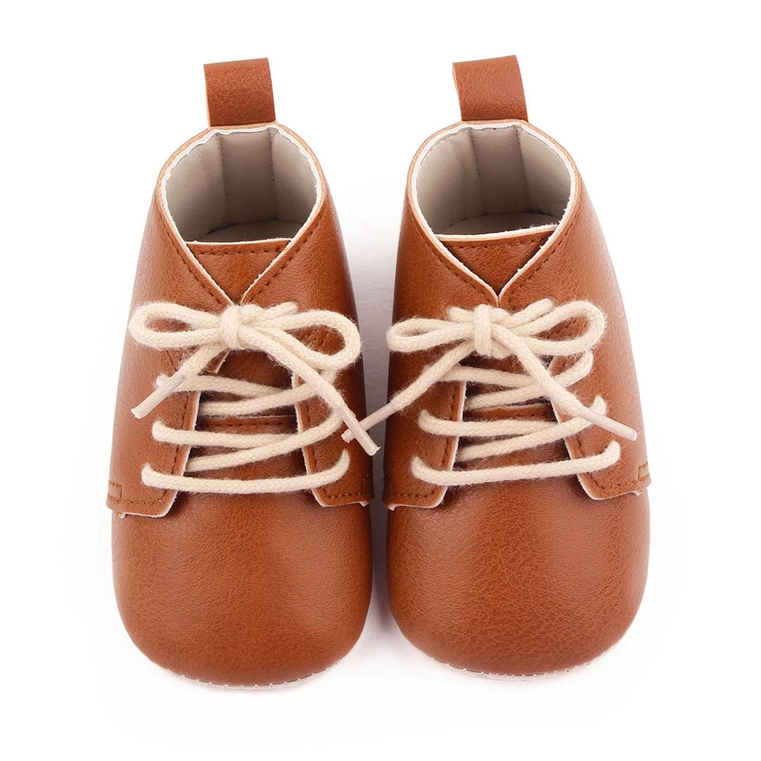 Brown Leather Trendy Baby Shoes with Laces 2 - Minitaq baby kids clothes dress