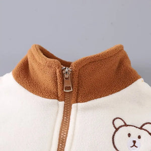 Brown Bear Fleece Zipper Jacket N Pants 2pcs Set - Minitaq baby kids clothes dress