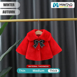 Cute Vibrant Red Winter Baby Plush Cape Coat 2 - Minitaq baby kids clothes dress