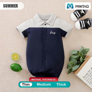 Cotton Gray N Blue Summer Romper 2 - Minitaq baby kids clothes dress