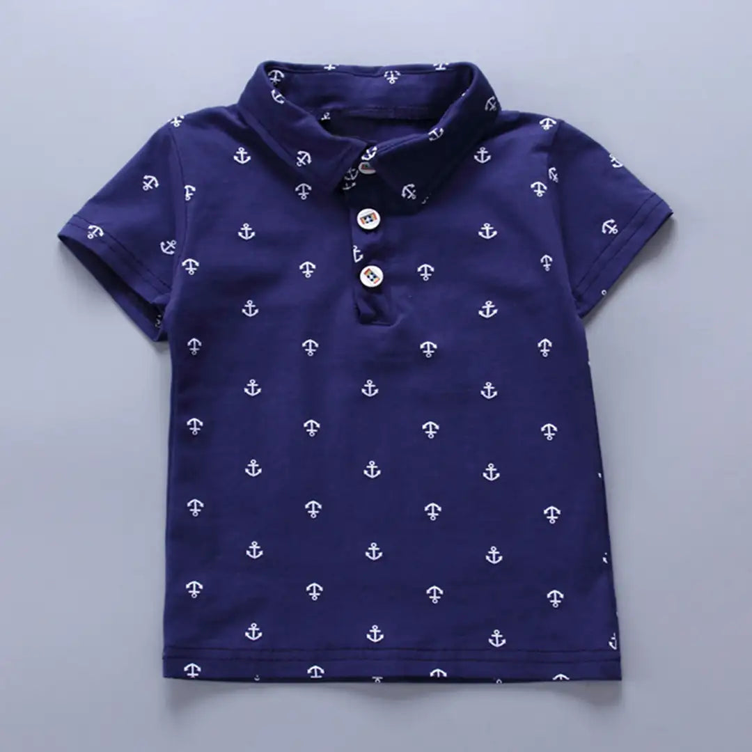 Anchor Pattern Printed Blue Shirt with Brown Pant For Kids 3 - Minitaq baby kids clothes dress