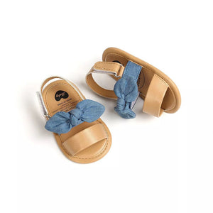 Beige Baby Shoes With Blue Bow Knot 3 - Minitaq baby kids clothes dress