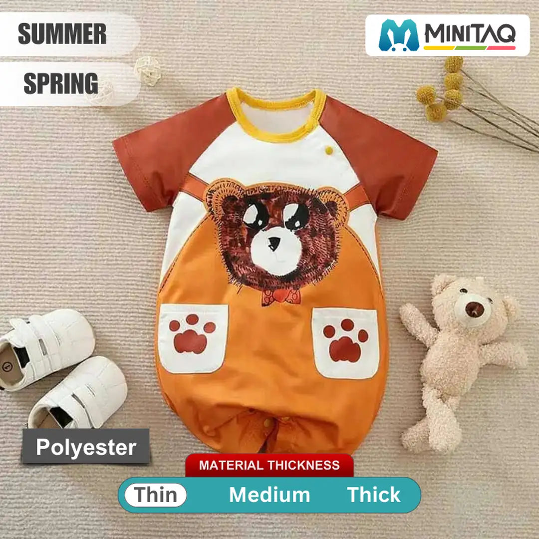 Bear Paws Red Orange Baby Romper 2 - Minitaq baby kids clothes dress