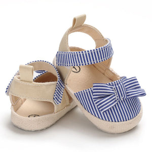 Straight Blue Lines N Bow Baby Sandals 3 - Minitaq baby kids clothes dress