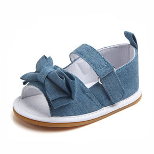 Blue Cotton Bow Style Sandal Baby Shoes 2 - Minitaq baby kids clothes dress