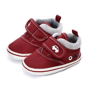 Maroon Cotton Hook N Loop Baby Shoes 1 - Minitaq baby kids clothes dress