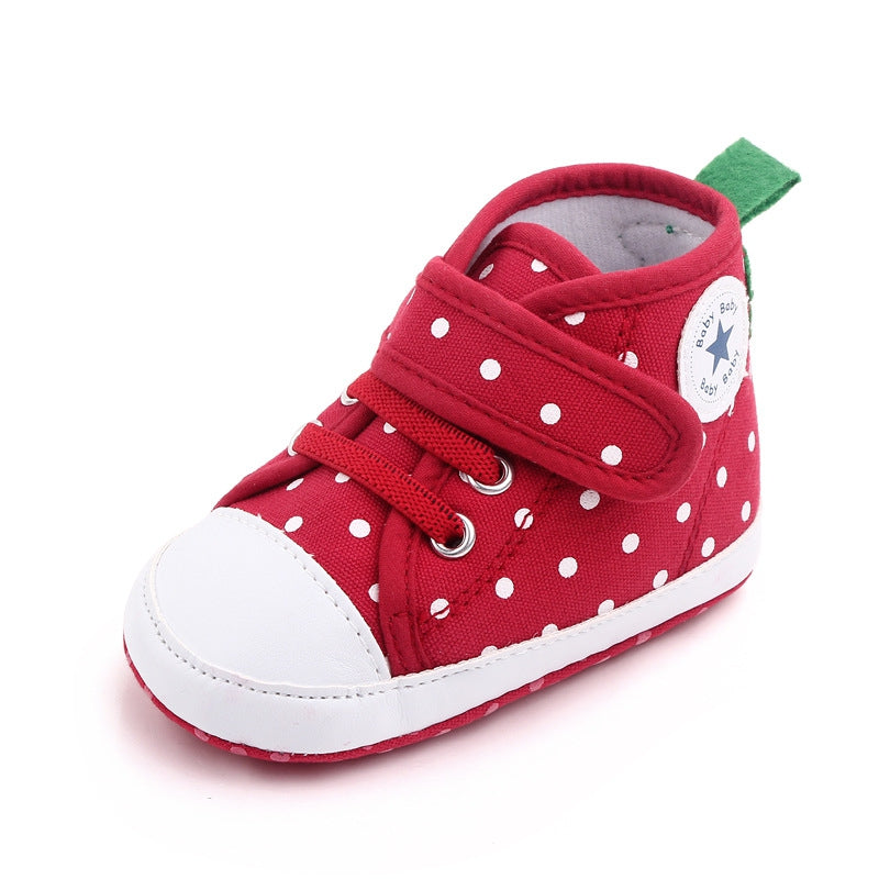 Polka Dots On Red Canvas Style Baby Shoes 3 - Minitaq baby kids clothes dress