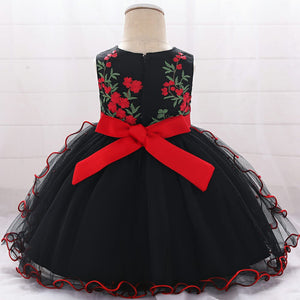 Red And Black Sleeveless Frock With Bow Lace 3 - Minitaq baby kids clothes dress