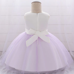 Light Purple Dress With Flowers Design 3 - Minitaq baby kids clothes dress