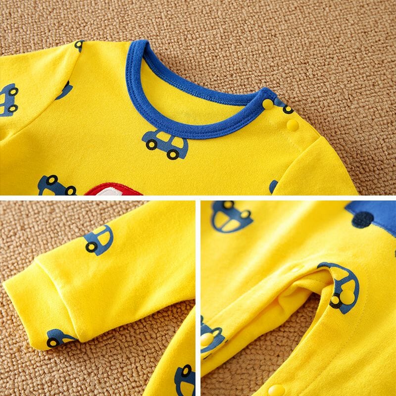 Cars Design Yellow Full Sleeve Baby Romper 4 - Minitaq baby kids clothes dress