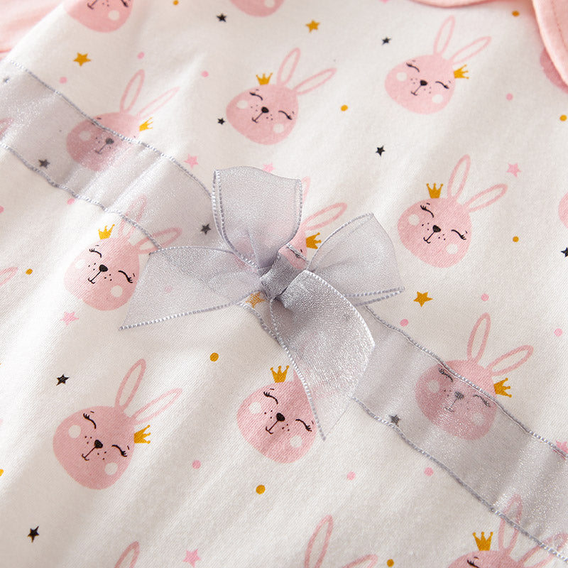 Little Pink Bunnies Pattern Baby Romper 3 - Minitaq baby kids clothes dress