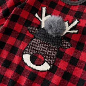 Reindeer Red Black Checkered Baby Romper 4 - Minitaq baby kids clothes dress