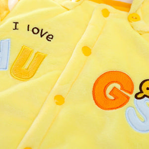 Cute Yellow Duck Hugs Winter Baby Romper 3 - Minitaq baby kids clothes dress