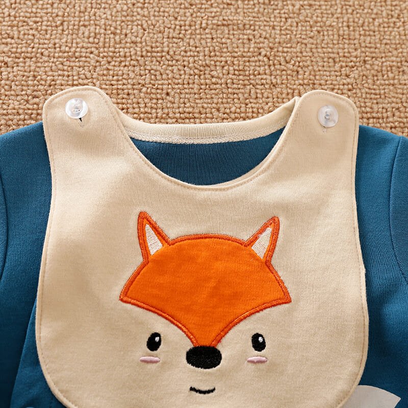 Angry Fox Cartoon Baby Romper With Bib 3 - Minitaq baby kids clothes dress