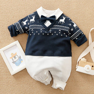 Modern Deer Style Blue Romper 1 - Minitaq baby kids clothes dress