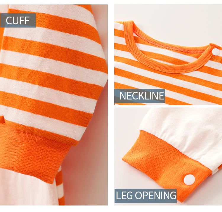 Orange Striped Fox Style Baby Romper 4 - Minitaq baby kids clothes dress