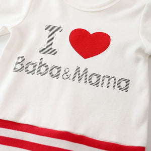 I Love Mama Baba with Red Stripes Baby Romper 4 - Minitaq baby kids clothes dress