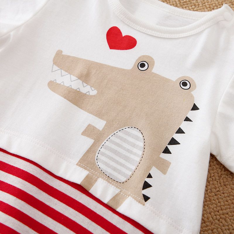 Cute Crocodile Red Lines Romper 3 - Minitaq baby kids clothes dress