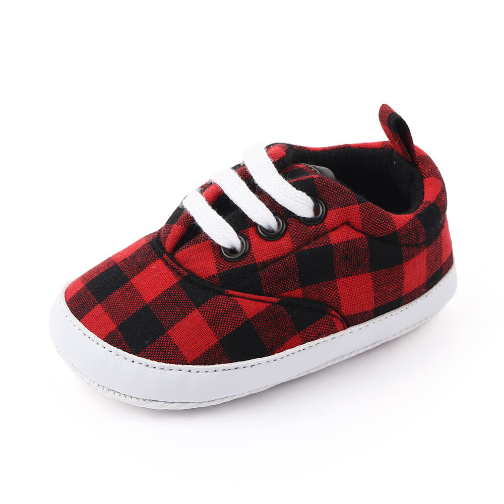 Red And Black Check Style Baby Shoes 4 - Minitaq baby kids clothes dress