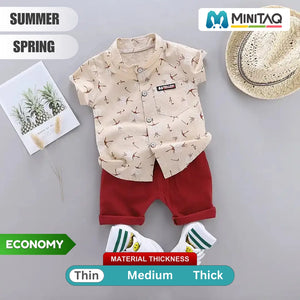 Trendy Printed Light brown Shirt and Red Shorts Set 1 - Minitaq baby kids clothes dress