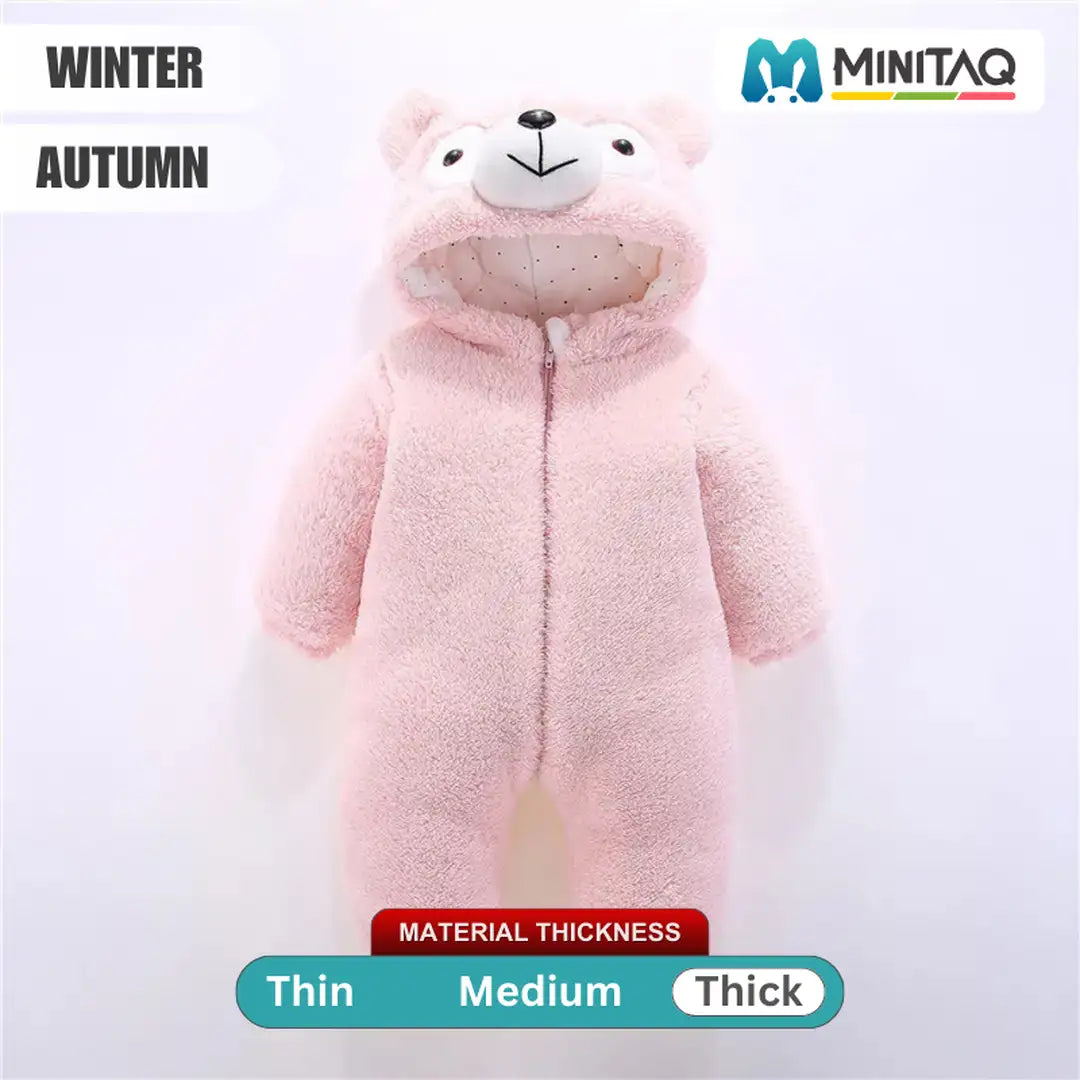 Soft Pink Bear Design Winter Baby Romper 37 - Minitaq baby kids clothes dress