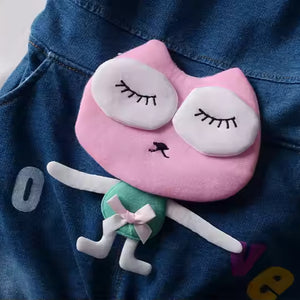 Owl on Dungaree with Pink Ruffle Style Top Set For Girls - Minitaq baby kids clothes dress