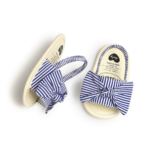 Blue Striped Baby Sandals With Elastic Ankle Band 4 - Minitaq baby kids clothes dress