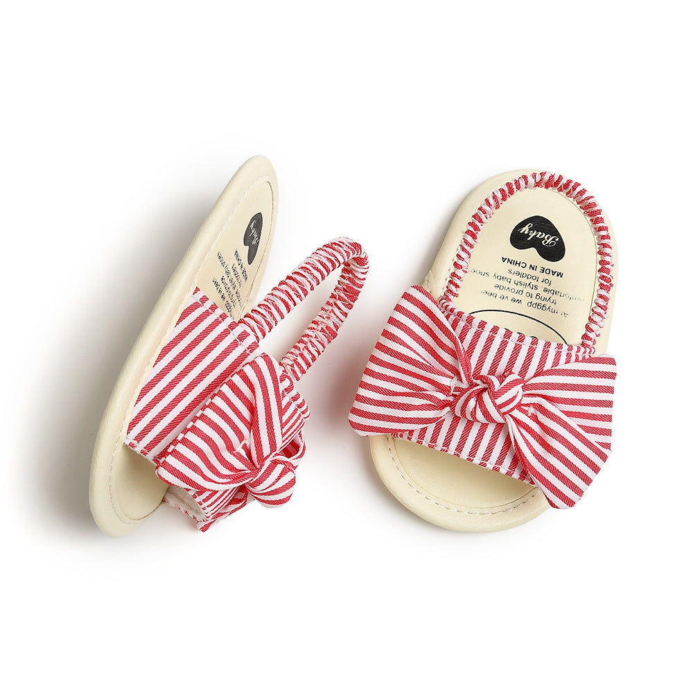 Red Striped Baby Sandals With Elastic Ankle Band 3 - Minitaq baby kids clothes dress