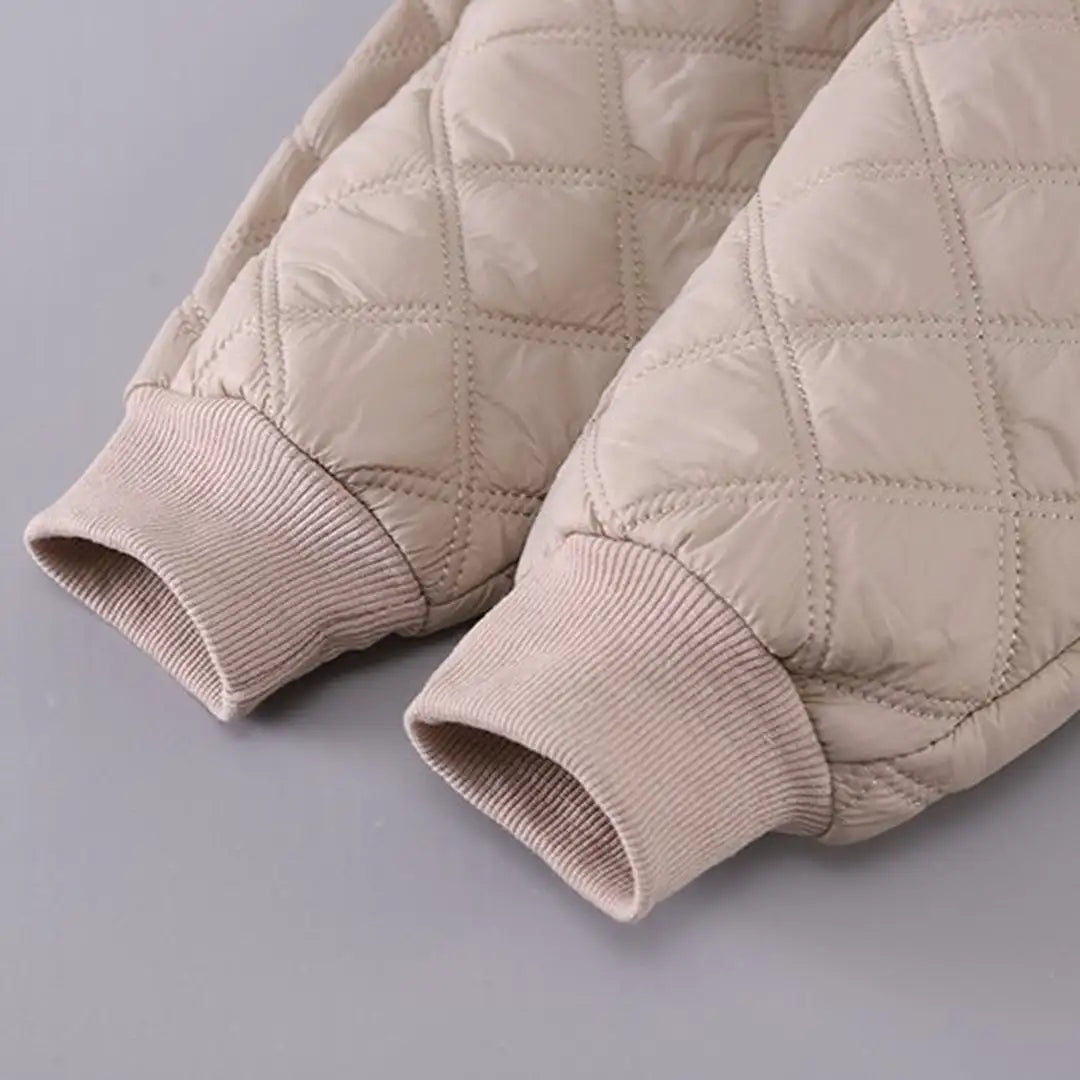 Beige Quilted Puffer Winter Jacket N Pants 2pcs Set - Minitaq baby kids clothes dress
