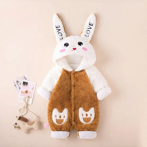 Charming Brown Bunny Hooded Baby Romper 3 - Minitaq baby kids clothes dress