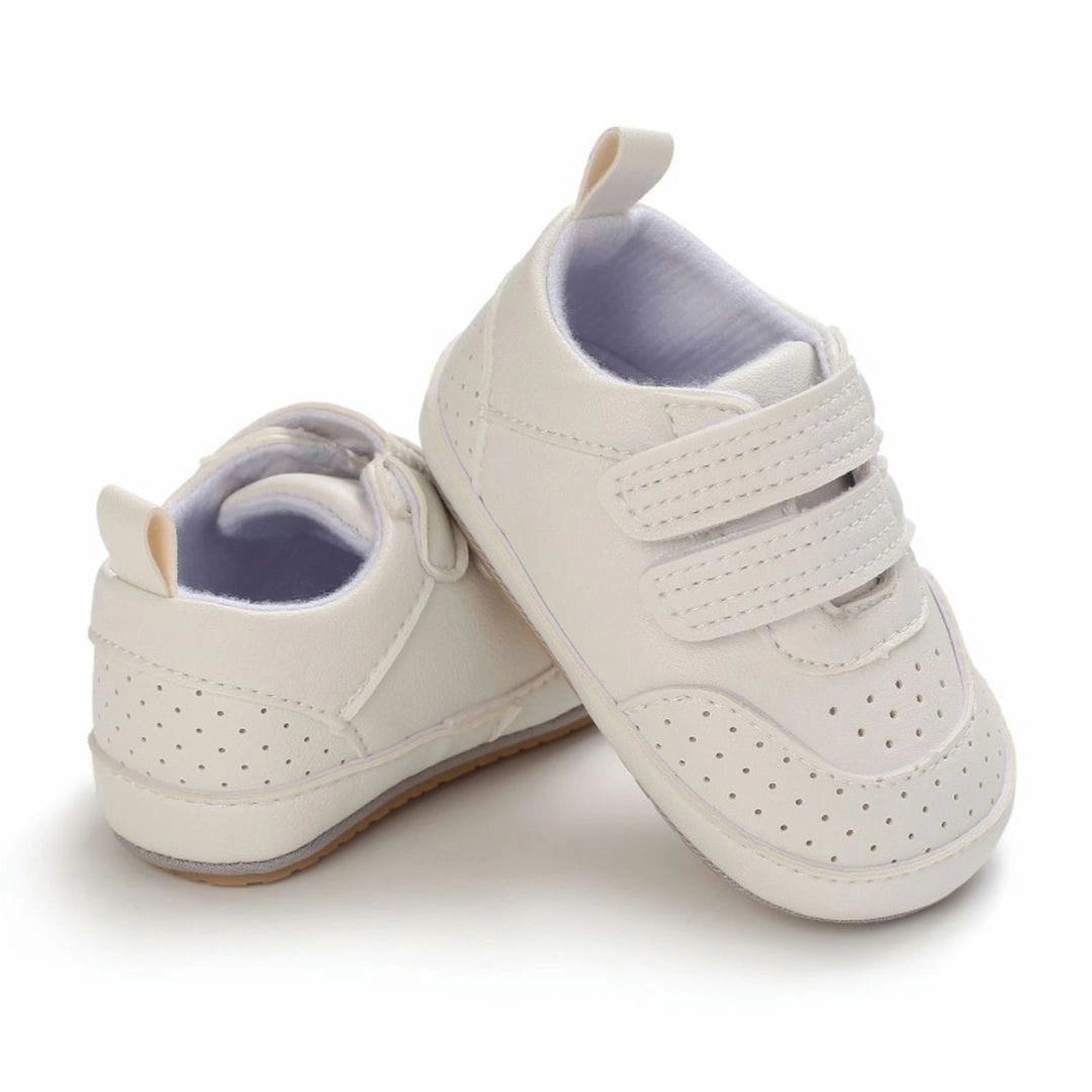 White Leather Baby Shoes With Velcro Straps 3 - Minitaq baby kids clothes dress