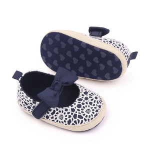 Soft Fancy Navy Blue Baby Shoes With Bow 3 - Minitaq baby kids clothes dress