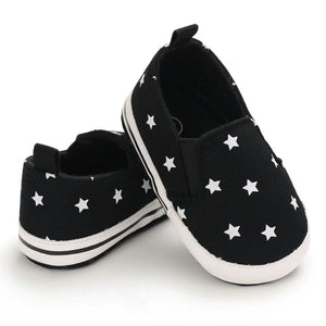 Black with White Stars Patterned Baby Shoes 3 - Minitaq baby kids clothes dress