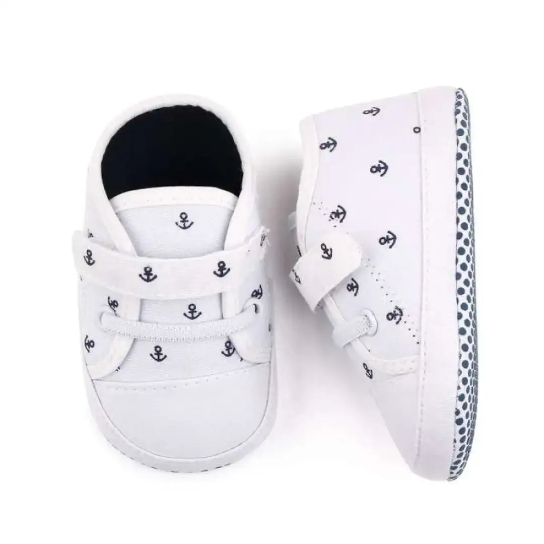 Anchored Pattern White Baby Shoes 3 - Minitaq baby kids clothes dress