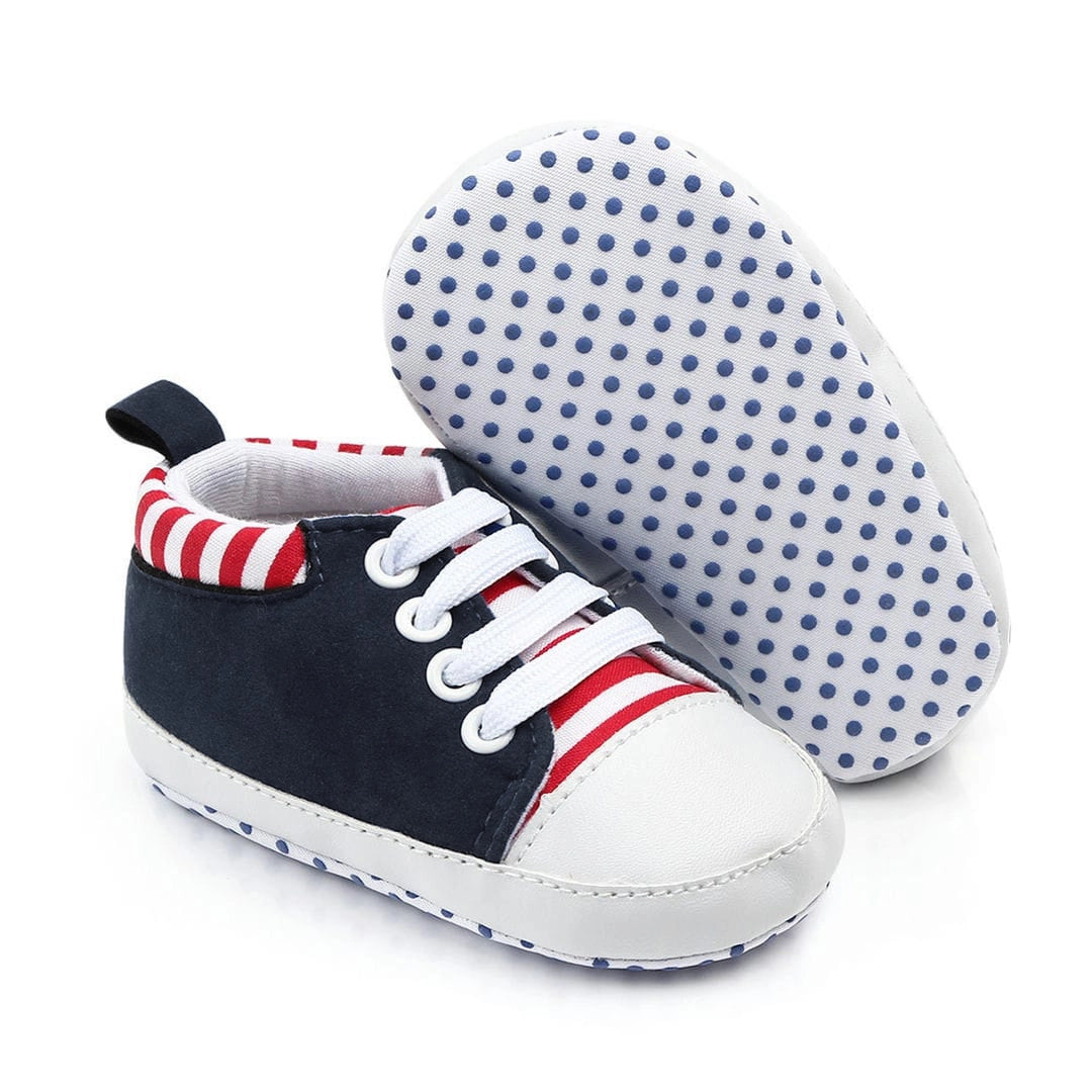 Black Baby Sneakers with White Stripes 3 - Minitaq baby kids clothes dress