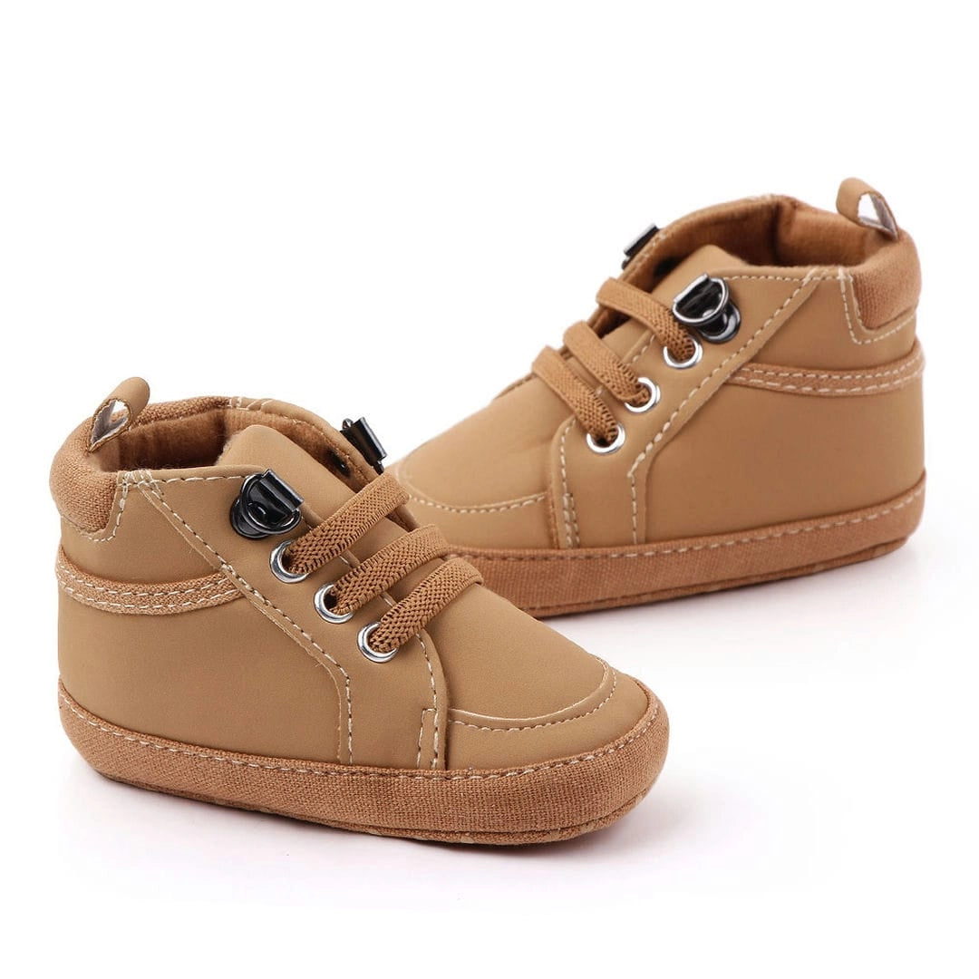 Trendy Brown High Ankle Lace-Up Baby Shoes 3 - Minitaq baby kids clothes dress