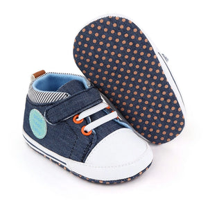 Stylish Blue and White Baby Shoes with Lace and Valcro Strap 3 - Minitaq baby kids clothes dress