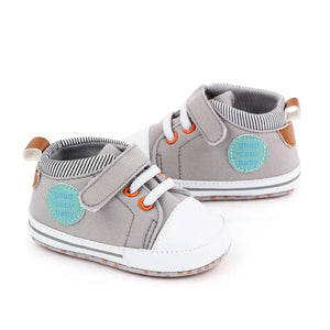 Stylish Grey and White Baby Shoes with Lace and Valcro Strap 3 - Minitaq baby kids clothes dress