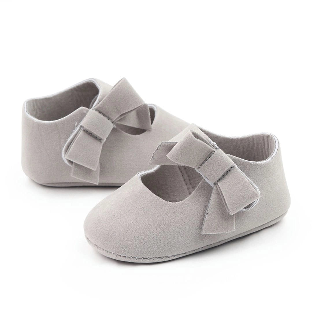 Stylish Soft Grey Baby Shoes with Bow 3 - Minitaq baby kids clothes dress