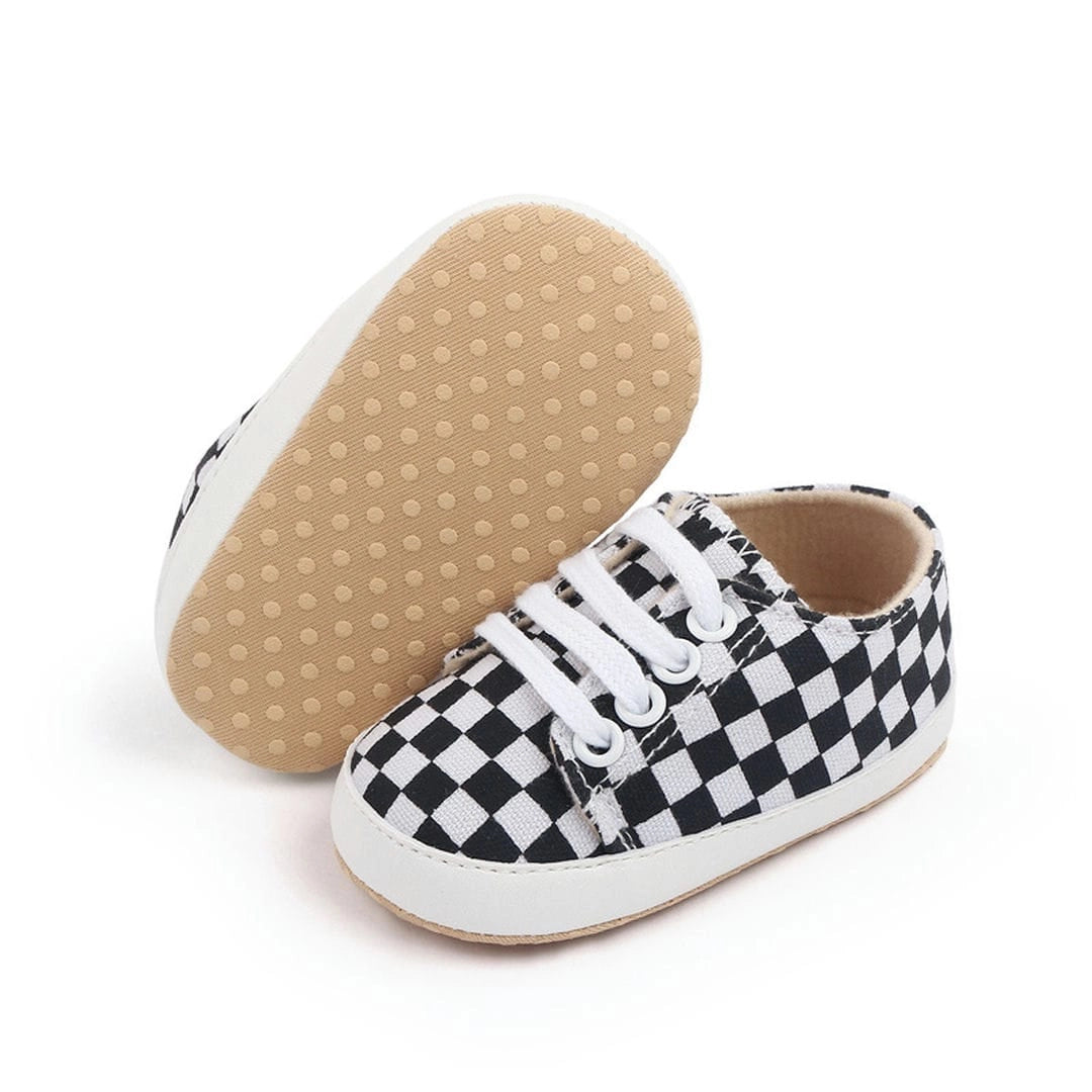 Black and White Check Style Baby Sneakers with Laces 3 - Minitaq baby kids clothes dress