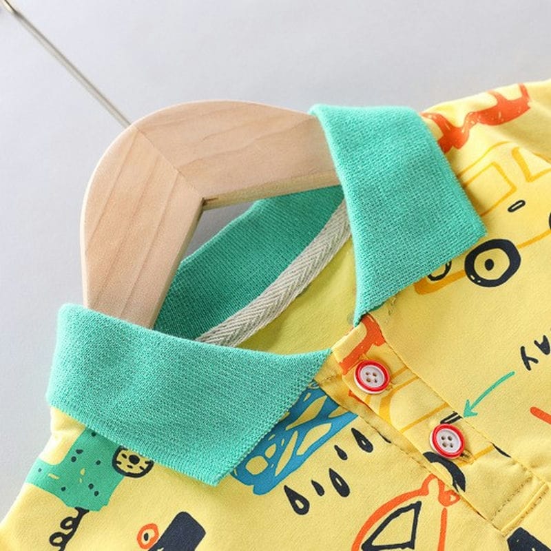 Cars Pattern Yellow T-Shirt and Shorts 3 - Minitaq baby kids clothes dress