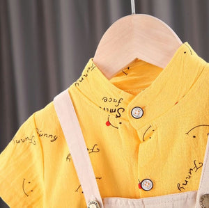 Smiley Yellow Shirt With Dungaree 3 - Minitaq baby kids clothes dress