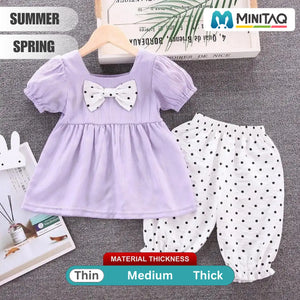 Light Purple Casual Frock With Trouser For Girls 2 - Minitaq baby kids clothes dress