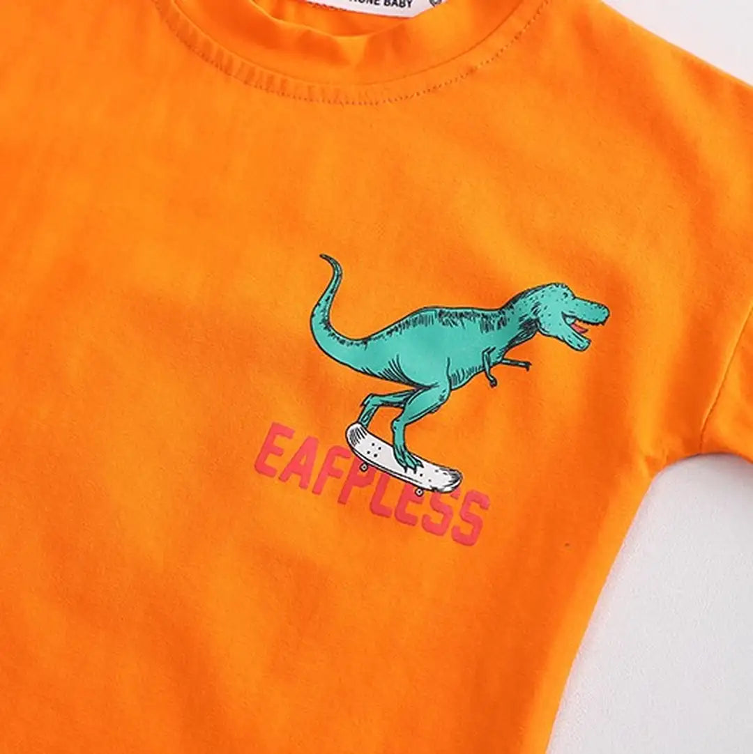 Orange Casual Summer T-Shirt With Green Shorts 9 - Minitaq baby kids clothes dress