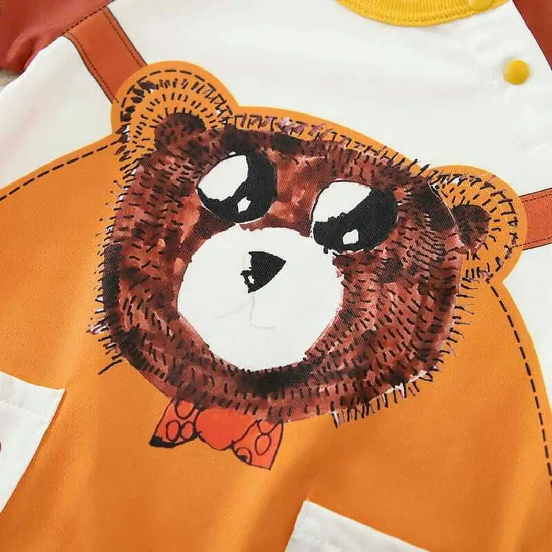 Bear Paws Red Orange Baby Romper 4 - Minitaq baby kids clothes dress