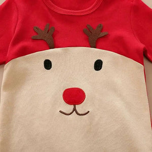 Reindeer Red Beige Cotton Baby Romper 4 - Minitaq baby kids clothes dress