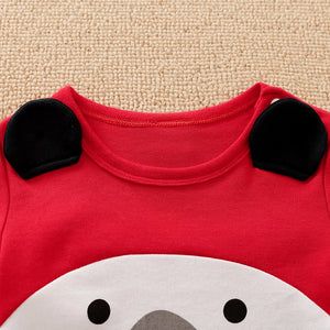 White Bear With Gift On Red Baby Romper 3 - Minitaq baby kids clothes dress